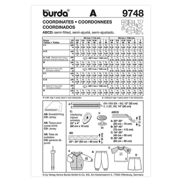 Pattern, Burda, 9748, Baby/Toddler Coordinates