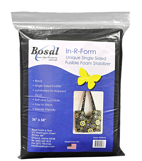 Bosal InRForm Single Sided Black Fusible Foam Stabilizer, 36" x 58