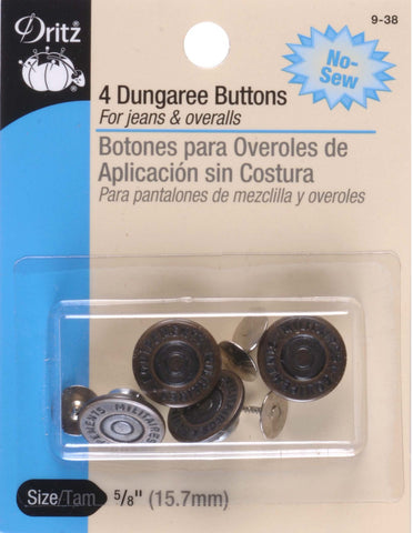 Dungaree Buttons Antique Brass 5/8" 9-38P