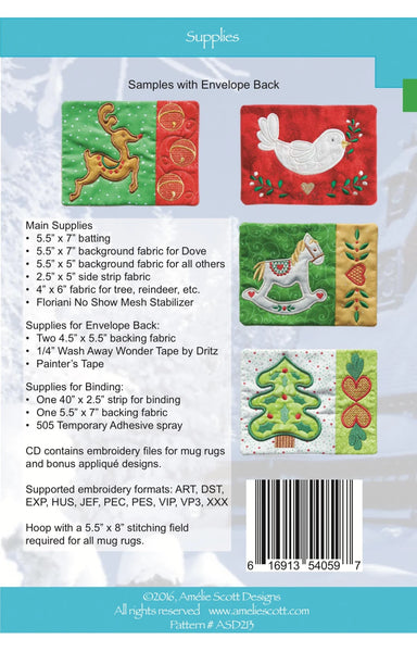 Pattern, Old World Christmas Mug Rugs, ASD213