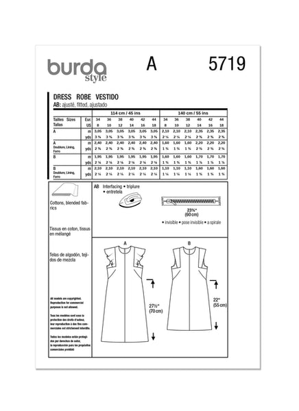 Pattern, Burda, 5719, Misses' Dress