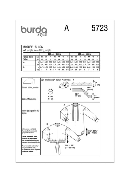 Pattern, Burda, 5723, Misses Blouse