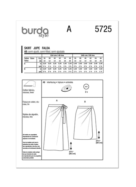 Pattern, Burda, 5725, Misses' Skirt