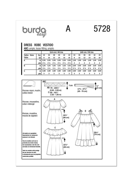Pattern, Burda, 5728, Misses' Dress