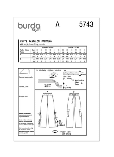 Pattern, Burda, 5743, Misses Trousers/Pants