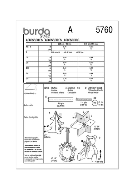 Pattern, Burda, 5760 Crafts, Christmas, Bear