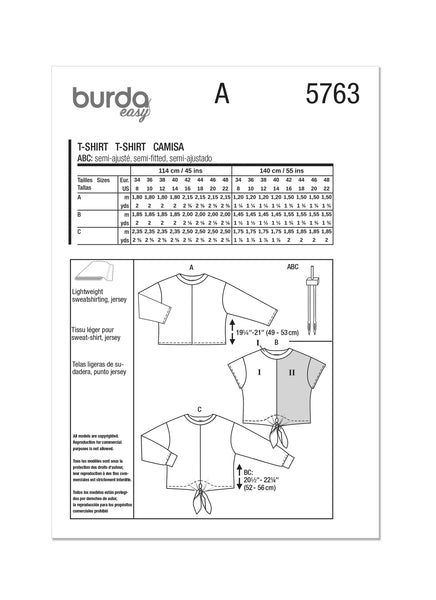 Pattern, Burda, 5764, Misses T-Shirts