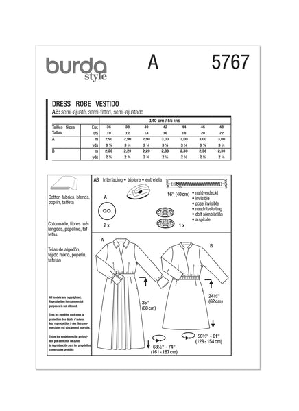Pattern, Burda, 5767, Misses Dress