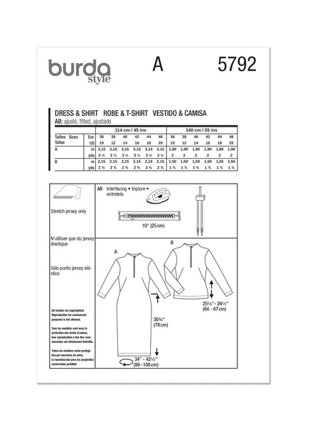 Burda, 5792, Misses Dress and Top