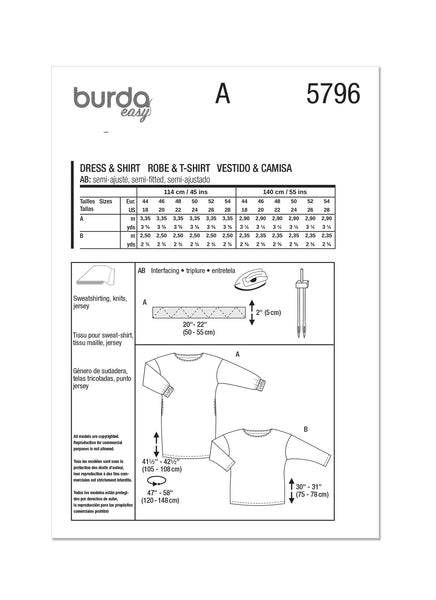 Burda, 5796, Misses Dress and Top