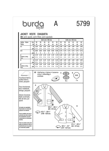 Burda, 5799, Misses Jacket