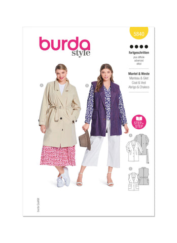 Pattern, Burda, 5840 Misses Jacket and Vest
