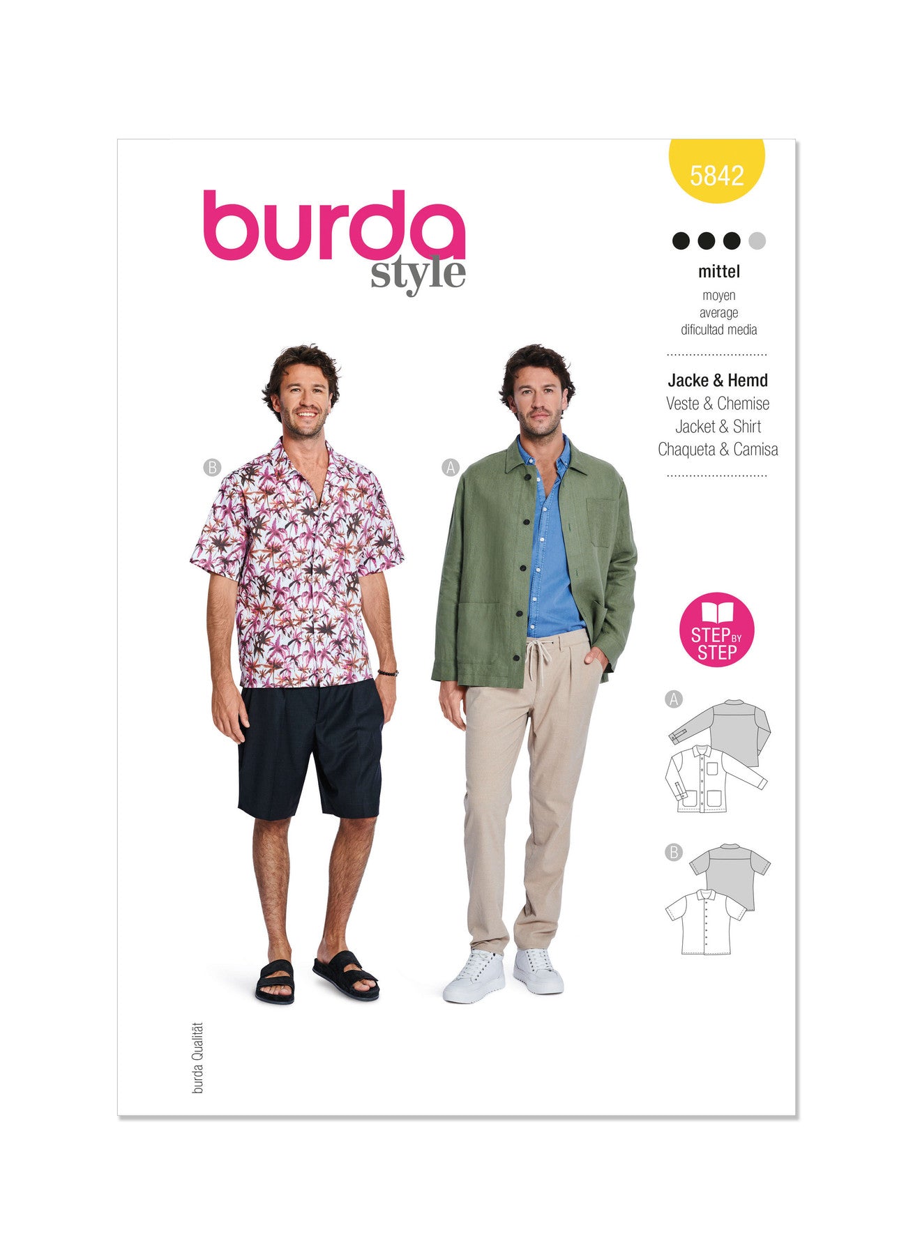 Pattern, Burda, 5842 Mens Shirt