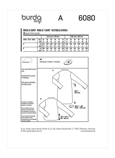 Pattern, Burda, 6080, Top with Integral Collar