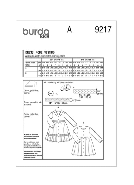 Burda, 9217, Children's Dresses
