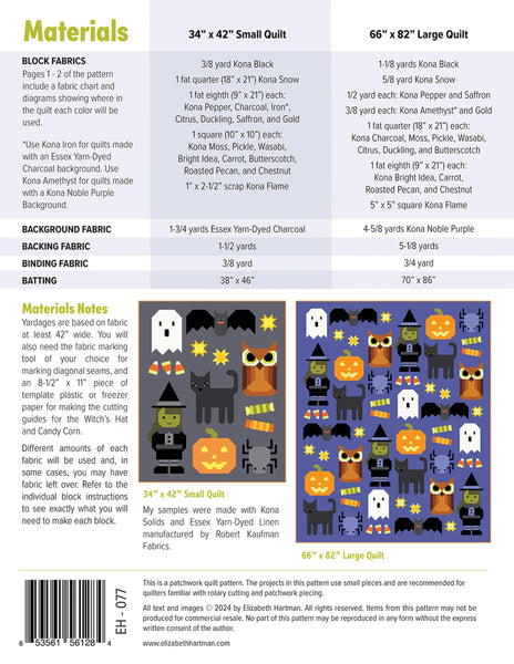 Pattern, HAPPY HALLOWEEN, Elizabeth Hartman     EH-077