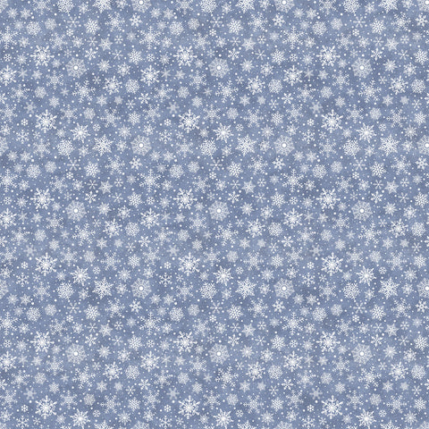 Fabric Flannel, Little Donkey's Christmas: Dark Blue, Large Snowflakes  F25331-44
