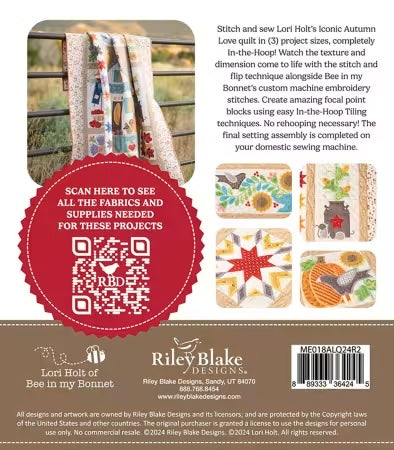 Machine Embroidery Pattern, Autumn Love Quilt Projects ME USB ME018ALQ24R2