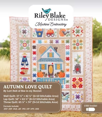 Machine Embroidery Pattern, Autumn Love Quilt Projects ME USB ME018ALQ24R2