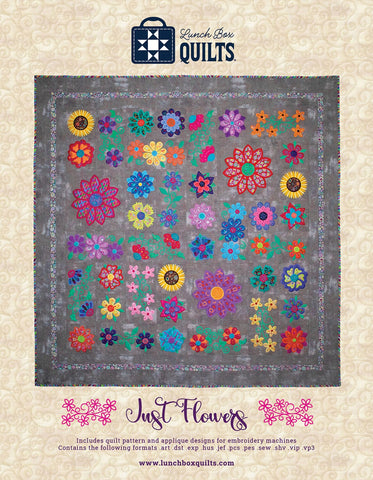 Just Flowers Applique Machine Embroidery Pattern with Redemption Code and CD # QP-JF-DD