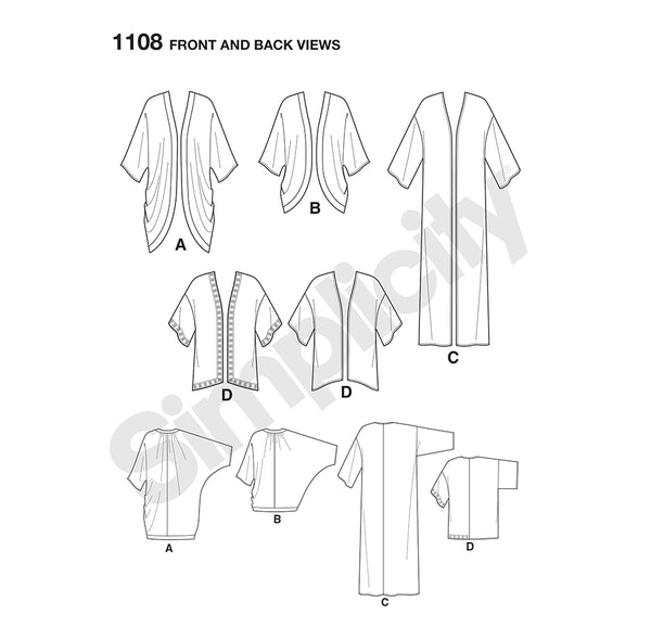 Pattern, SIMPLICITY 1108 Misses' Kimonos in Different Styles