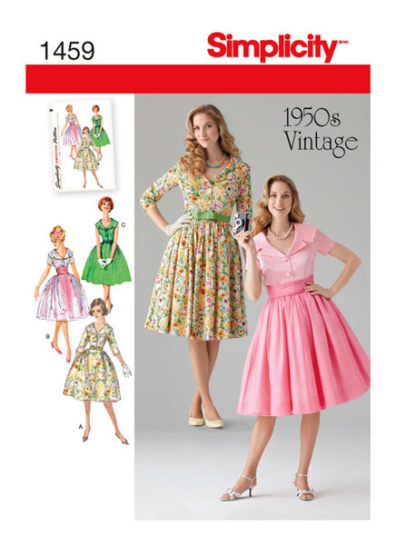 Pattern, SIMPLICITY 1459 Misses' & Miss Petite 1950s Vintage Dress