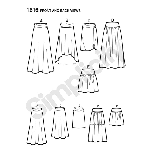 Pattern, SIMPLICITY 1616 Misses' Knit or Woven Skirts