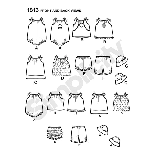 Pattern, SIMPLICITY 1813 Babies' Vintage Dress & Separates