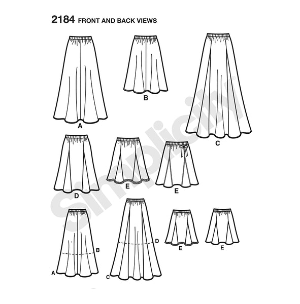 Pattern, SIMPLICITY 2184 Misses' Skirts