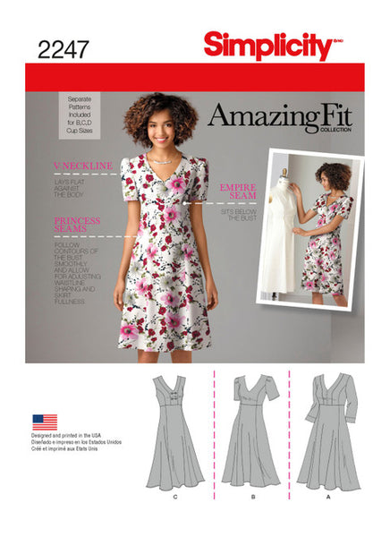 Pattern, SIMPLICITY 2247 Misses' & Plus Size Amazing Fit Dresses