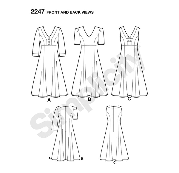 Pattern, SIMPLICITY 2247 Misses' & Plus Size Amazing Fit Dresses