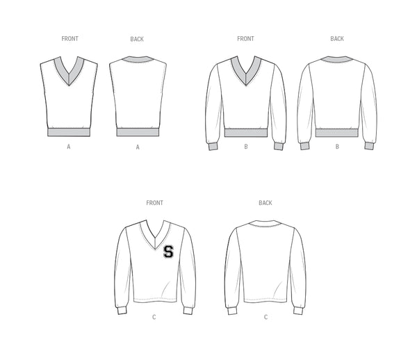 Pattern, SIMPLICITY 3040, Unisex Knit Vest and Tops