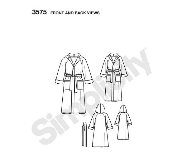 Pattern, SIMPLICITY 3575 Child's, Teens' & Adults' Robe