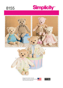 Pattern, SIMPLICITY 88155 Stuffed Bears with Clothes