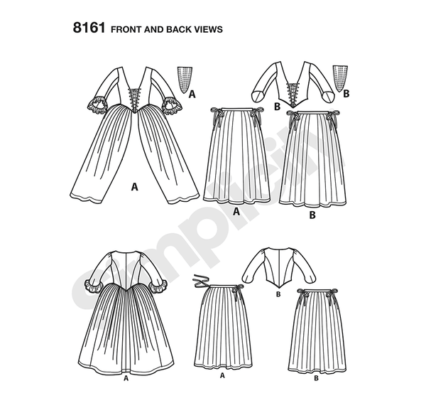 Pattern, SIMPLICITY 8161 Misses' 18th Century Costumes