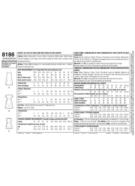 Pattern, SIMPLICITY 8186 Misses' Dottie Angel Frock Wrap and Slip Dress