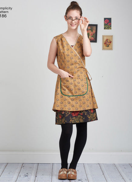 Pattern, SIMPLICITY 8186 Misses' Dottie Angel Frock Wrap and Slip Dress