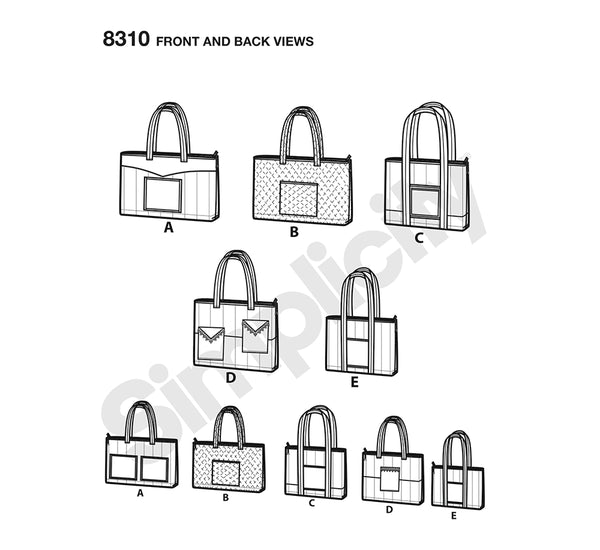 Pattern, SIMPLICITY 8310 Quilted Bags in Three Sizes