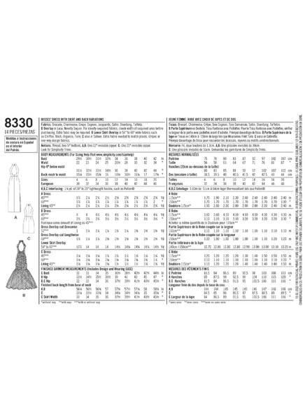 Pattern, SIMPLICITY 8330 Misses' Dress with Skirt and Back Variations