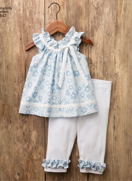 Pattern, SIMPLICITY 8347 Toddlers' Dress, Top, Knit Capris, and Stuffed Bunny