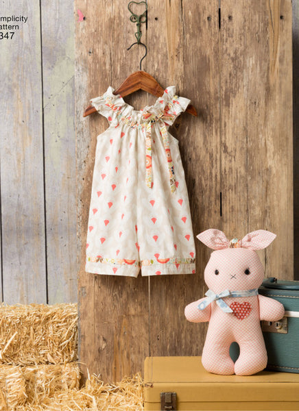 Pattern, SIMPLICITY 8347 Toddlers' Dress, Top, Knit Capris, and Stuffed Bunny