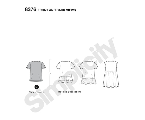 Pattern, SIMPLICITY 8376 Misses' Knit Top with Multiple Pieces for Design Hacking