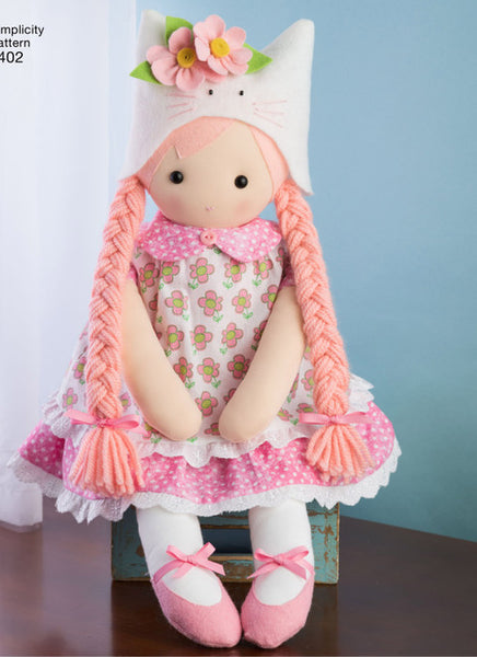 Pattern, SIMPLICITY 8402 23" Stuffed Dolls with Clothes