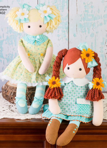 Pattern, SIMPLICITY 8402 23" Stuffed Dolls with Clothes