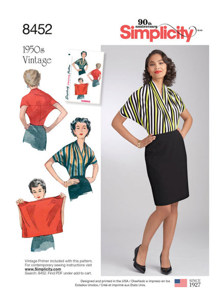 Pattern, SIMPLICITY 8452 Misses' Vintage Knit Blouse