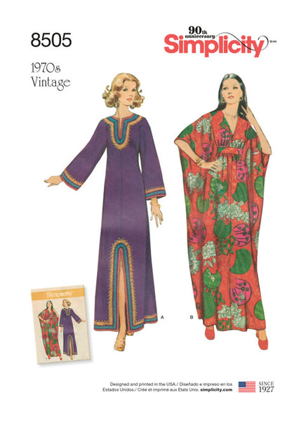 Pattern, SIMPLICITY 8505 Misses' Vintage Caftans