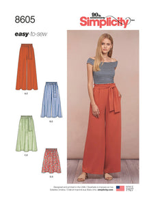 Pattern, SIMPLICITY 8605 Misses' Pull-On Skirt and Pants
