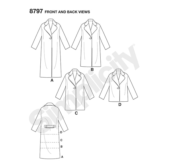 Pattern, SIMPLICITY 8797 Misses' Loose-Fitting Lined Coat