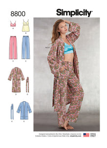 Pattern, SIMPLICITY 8899 Misses' Robe, Pants, Top and Bralette
