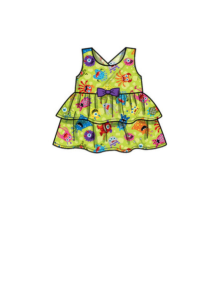 Pattern, SIMPLICITY 9319 Toddlers' Criss-Cross Top, Dresses, Rompers and Panties